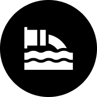 Utility installation icon depicting drainage and sewer solutions for large-scale projects in industrial and commercial settings.