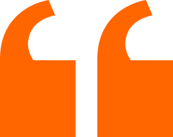 Orange quotation marks on a black background.